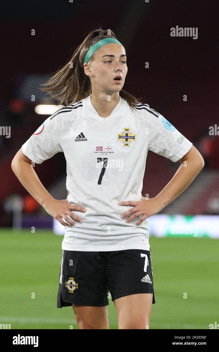 Chloe McCarron (Glentoran) d'Irlande du Nord lors du Championnat d'Europe des femmes 2022 finale Tournoi Groupe A entre la Norvège et l'Irlande du Nord au St.Marys Stadium, Londres, le 07th juillet 2022 (photo par action Foto Sport/NurPhoto) Banque D'Images