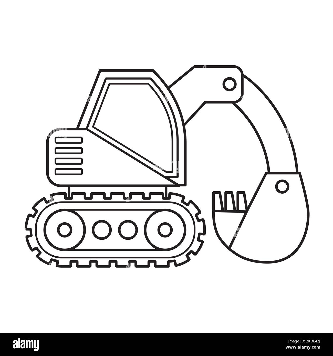 Illustration du livre de coloriage vectoriel de la pelle hydraulique, équipement de construction lourd dans le style de dessin animé. Icône vectorielle, logo, excavation et construction Illustration de Vecteur