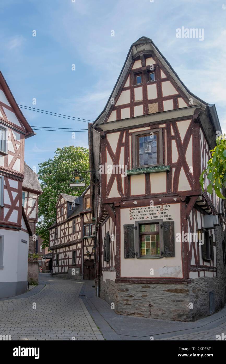 Gasse à Braubach, Rhénanie-Palatinat, Allemagne Banque D'Images