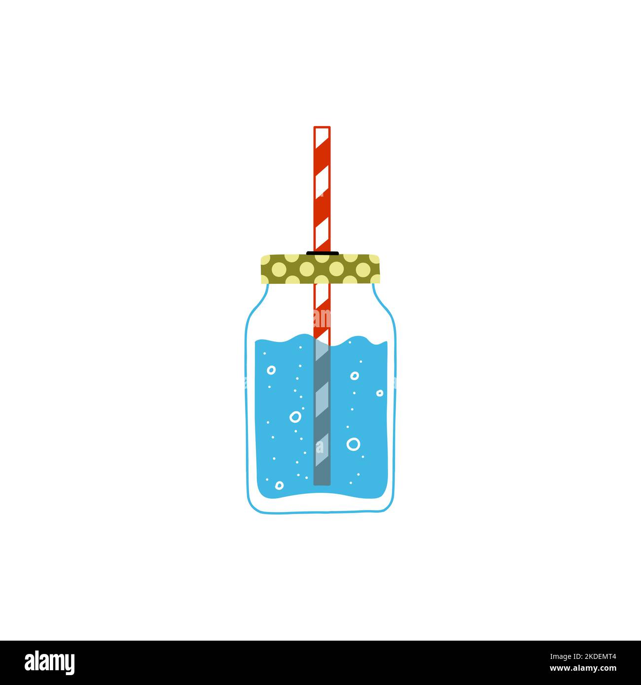 Bouteille d'eau de détox. Conteneur en verre H2O branché Doodle. Concept d'équilibre vectoriel Illustration de Vecteur