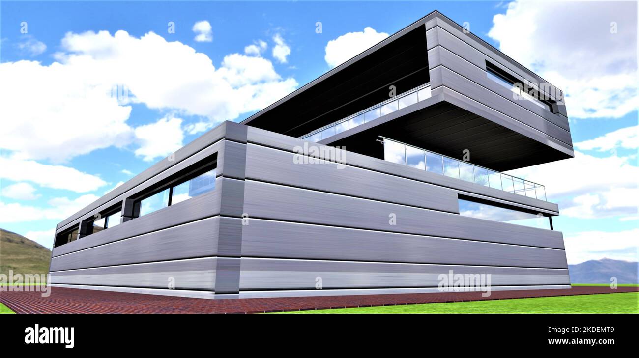 Design futuriste d'un chalet de campagne abordable. Forme ...