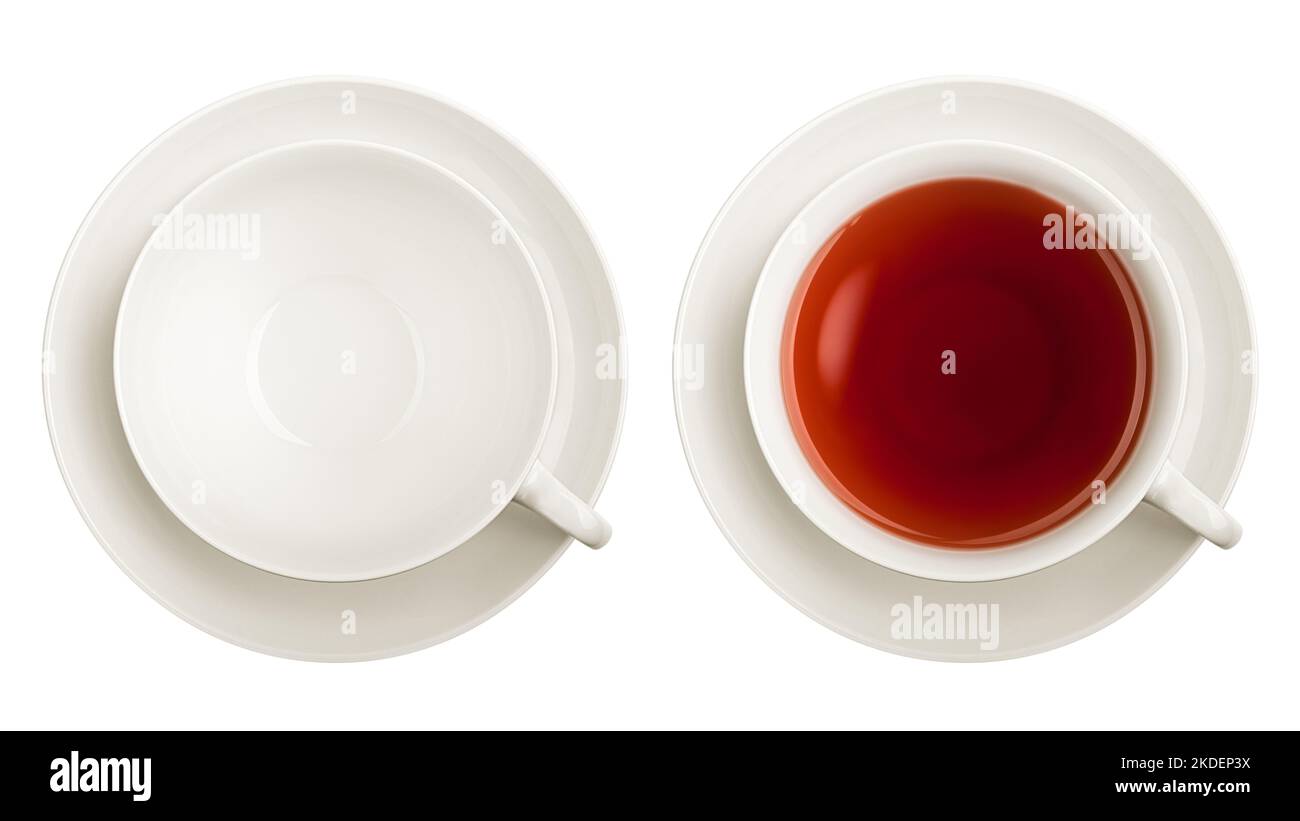 Tasse de thé, isolée sur fond blanc, passe de découpe, profondeur de champ totale Banque D'Images