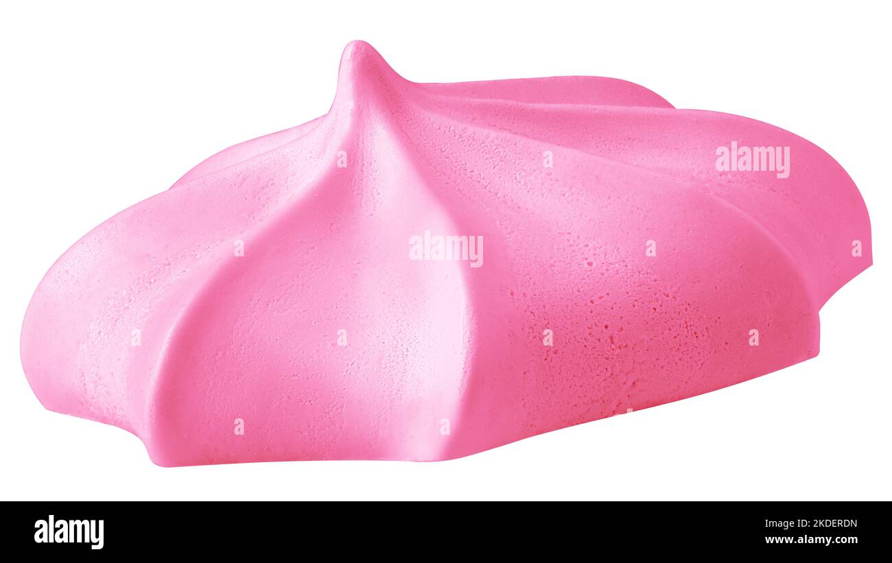 Meringue rose, zephyr, guimauve, isolé sur fond blanc, chemin de coupure, profondeur de champ totale Banque D'Images