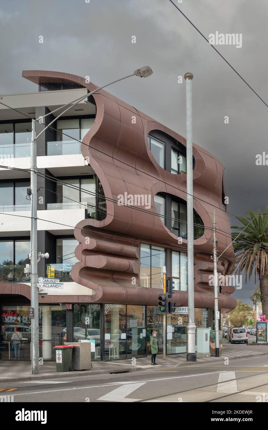 Melbourne, Australie - le face immeuble d'appartements par ARM Architecture Banque D'Images