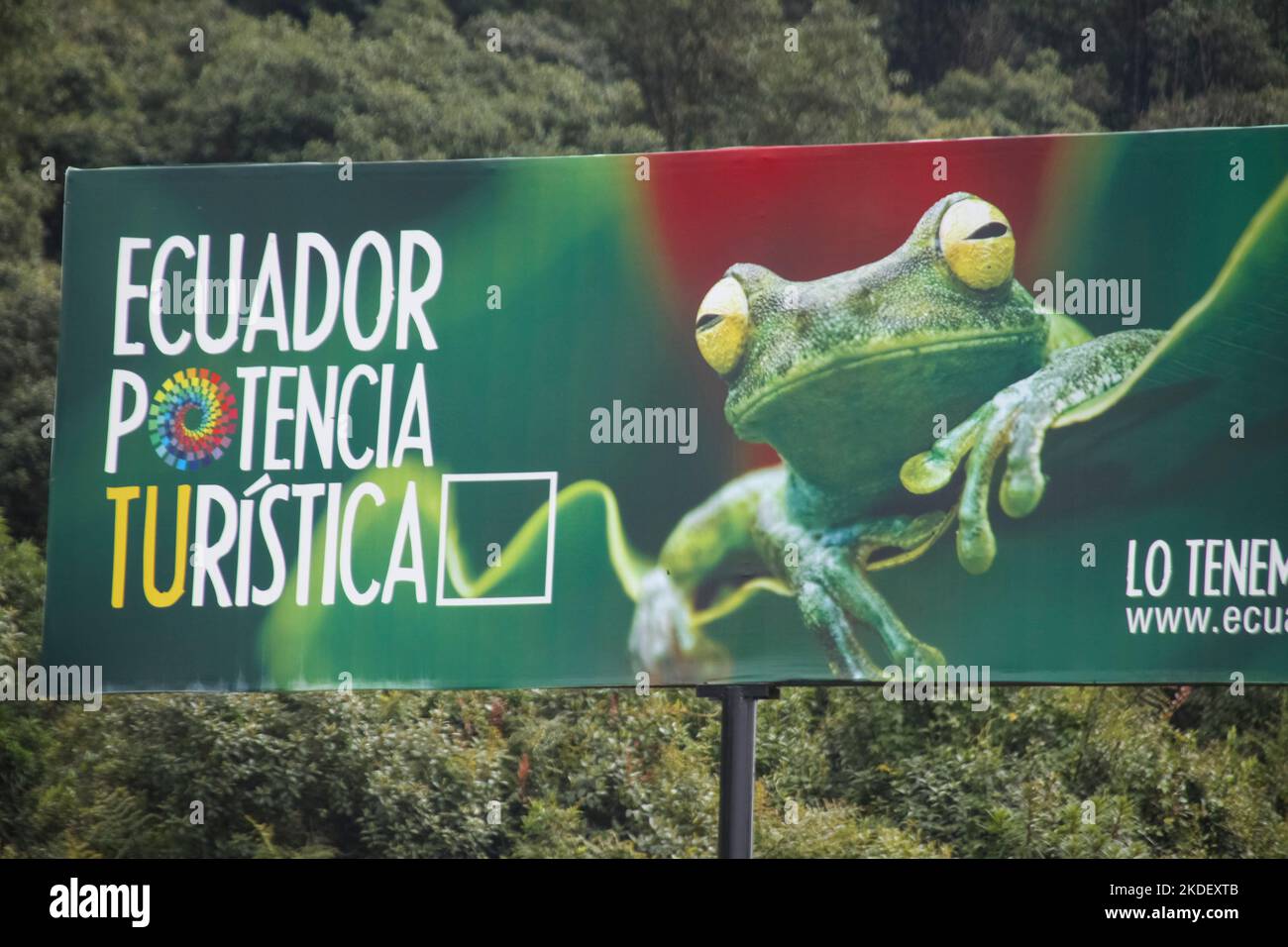 Bienvenue panneau à la forêt équatoriale amazonienne équatorienne photographiée dans la réserve de Cuyabeno en Équateur Banque D'Images