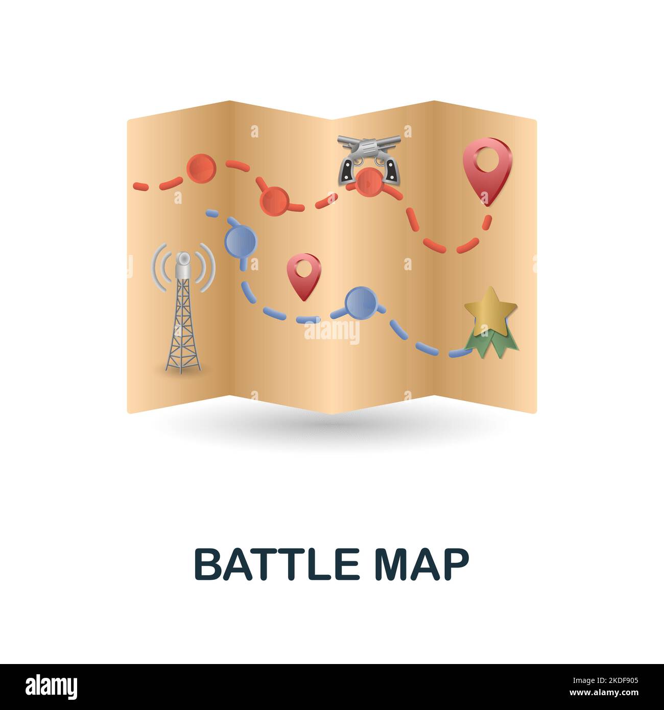 Icône carte de bataille. 3d illustration de la collection war. Icône Creative Battle Map 3D pour la conception Web, les modèles, les infographies et bien plus encore Illustration de Vecteur