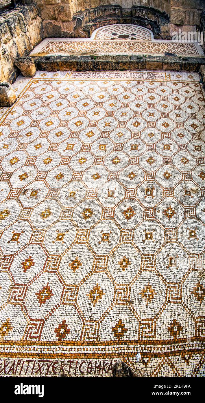 Sol romain en mosaïque Jerash Jordan Banque D'Images