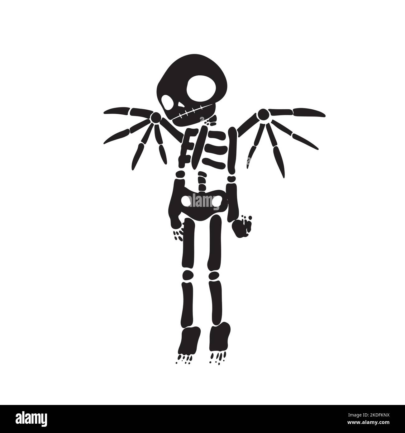 Le paquet d'autocollants noirs d'un squelette d'ange silhouettes sur un fond blanc Illustration de Vecteur
