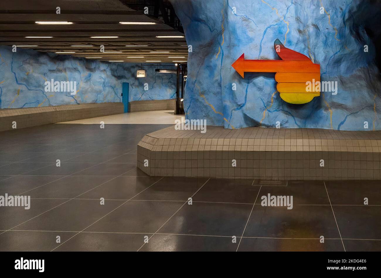 Les œuvres d'art des stations de métro ou de métro Stadion de Stockholm seraient la plus longue exposition d'art au monde en Suède Banque D'Images