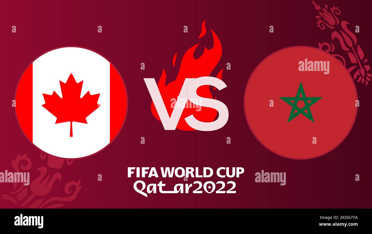 Match de football Canada contre Maroc coupe du monde de la FIFA Qatar 2022, Canada contre le Maroc, sur fond flou avec terrain de football, Erevan, Arménie - 2022 Novem Banque D'Images