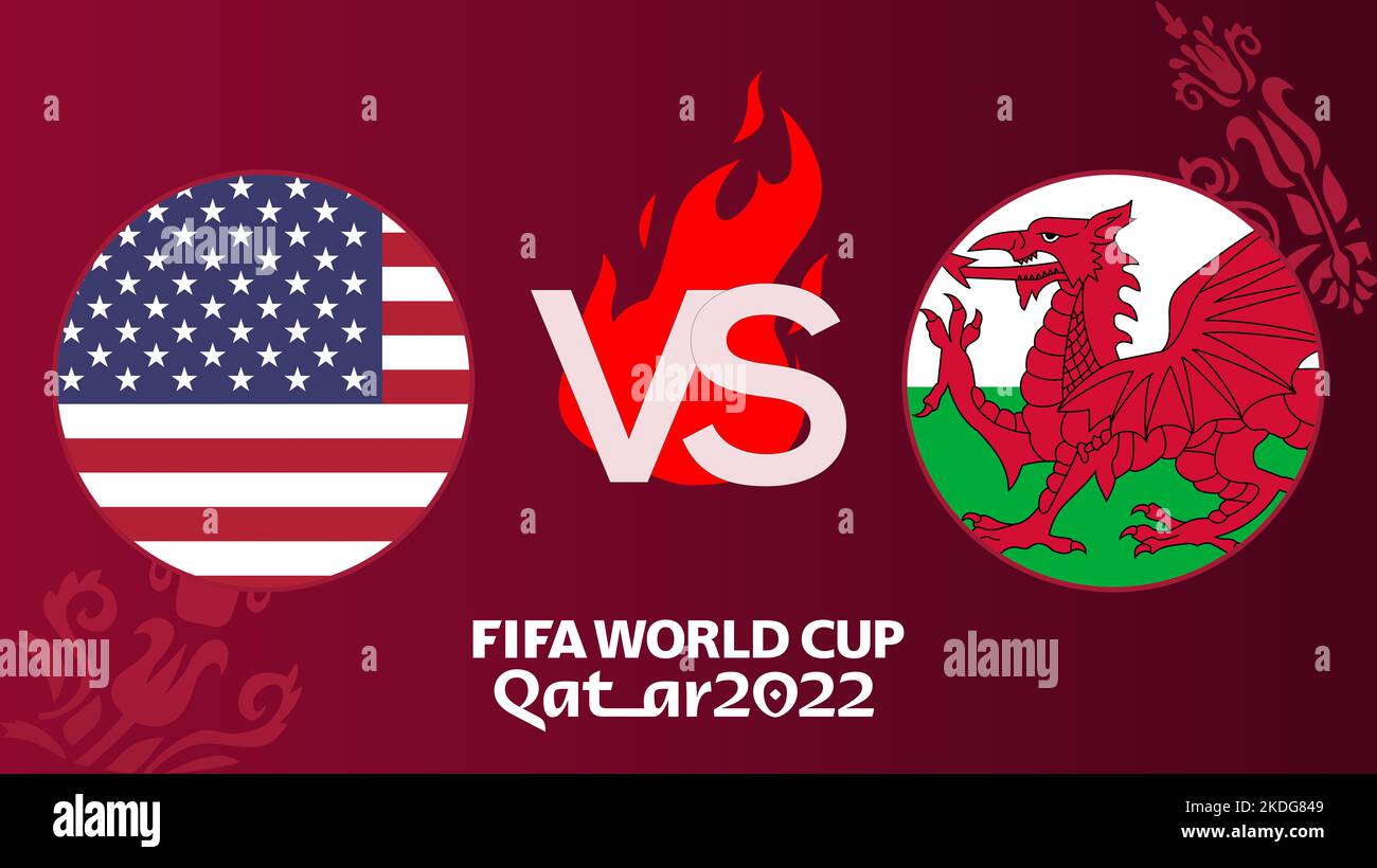 Match de football USA contre le pays de Galles coupe du monde de la FIFA Qatar 2022, USA contre le pays de Galles, sur fond flou avec terrain de football, Erevan, Arménie - 2022 06 novembre Banque D'Images