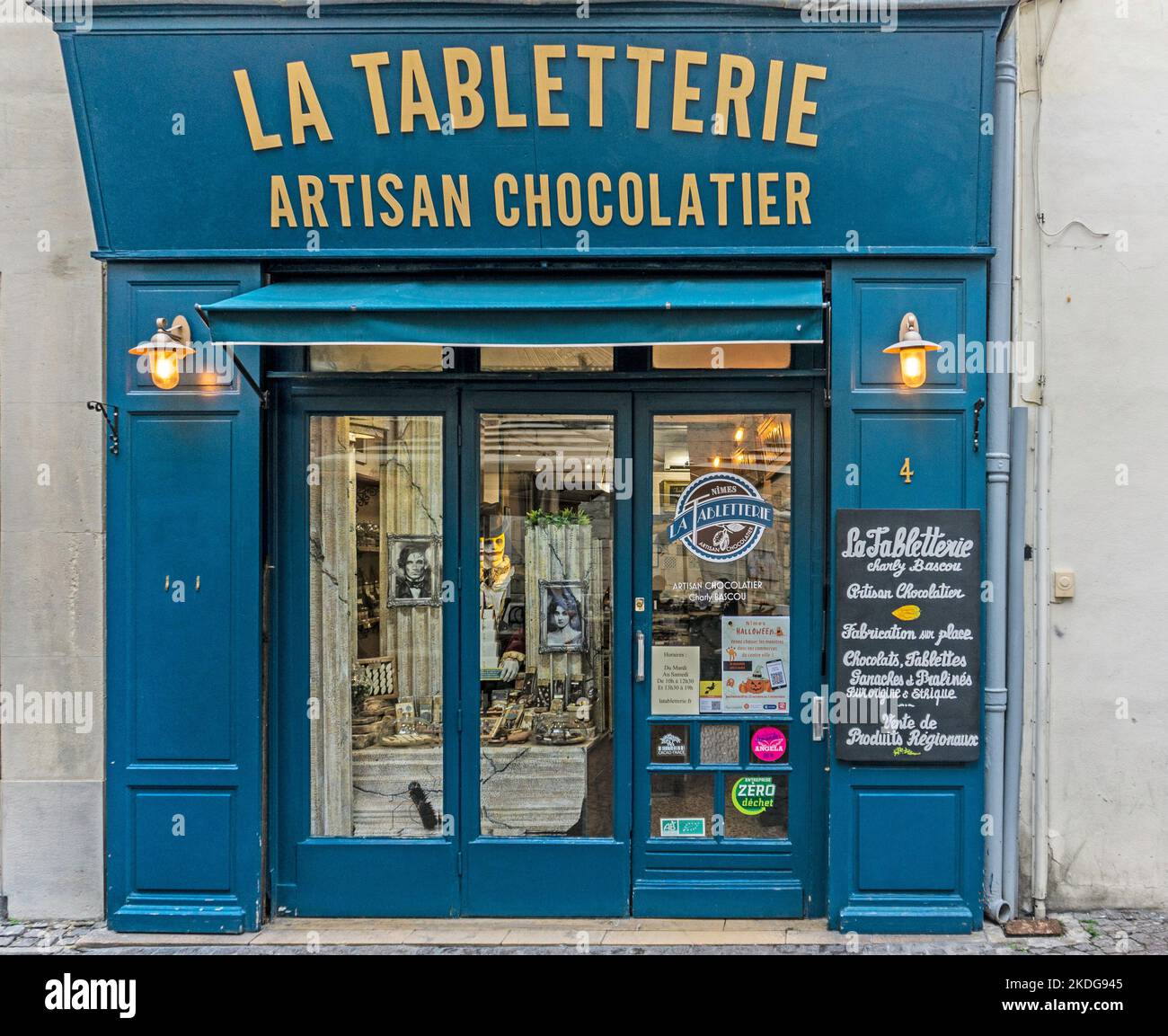 La Tabletterie Artisan Chocolatier à Nîmes, France, Banque D'Images
