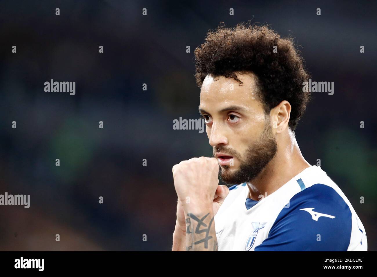 Rome, Italie. 06th novembre 2022. Felipe Anderson, du Latium, célèbre après avoir été marquant lors de la série Un match de football entre Rome et Latium au stade olympique de Rome, Rome, Italie, 6 novembre 2022. Crédit: Riccardo de Luca - mise à jour des images/Alamy Live News Banque D'Images