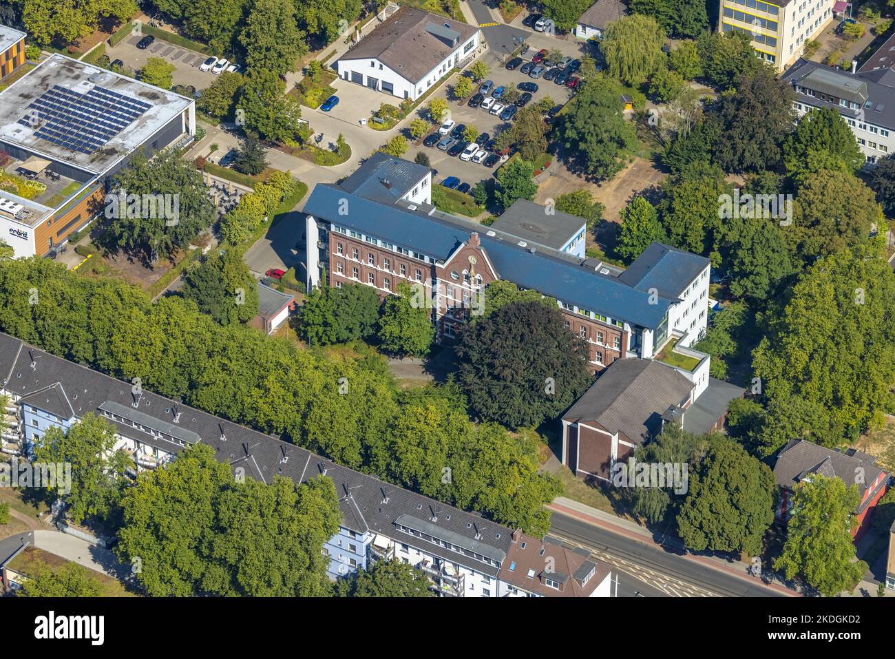 Vue aérienne, installation sociale Franz Sales Haus, Huttrop, Essen, région de la Ruhr, Rhénanie-du-Nord-Westphalie, Allemagne, DE, alimentation, Europe, photographie aérienne, Socie Banque D'Images