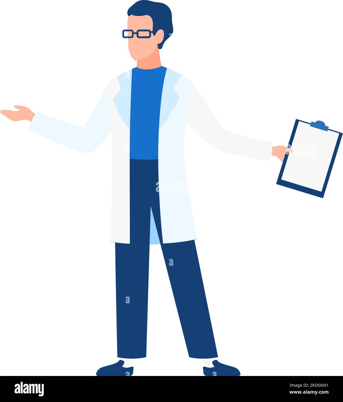 Médecin avec des bras larges ouverts. Discussion scientifique. Travaux de laboratoire Illustration de Vecteur