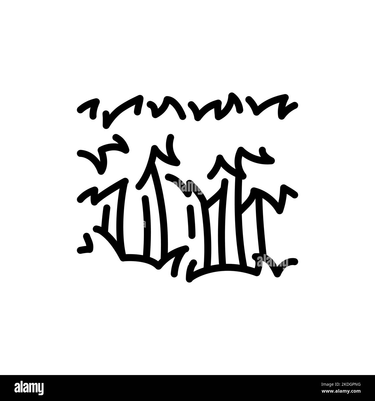 Icône de la ligne noire de la forêt tropicale. Paysage de la nature. Pictogramme pour page Web. Illustration de Vecteur