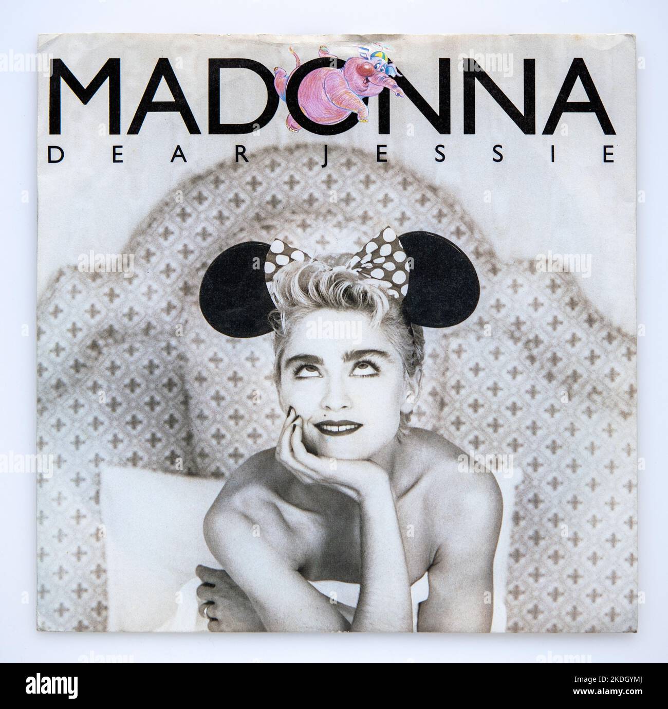 Sept pouces vinyle image de couverture de la single à succès cher Jessie par Madonna, sorti en 1989 Banque D'Images
