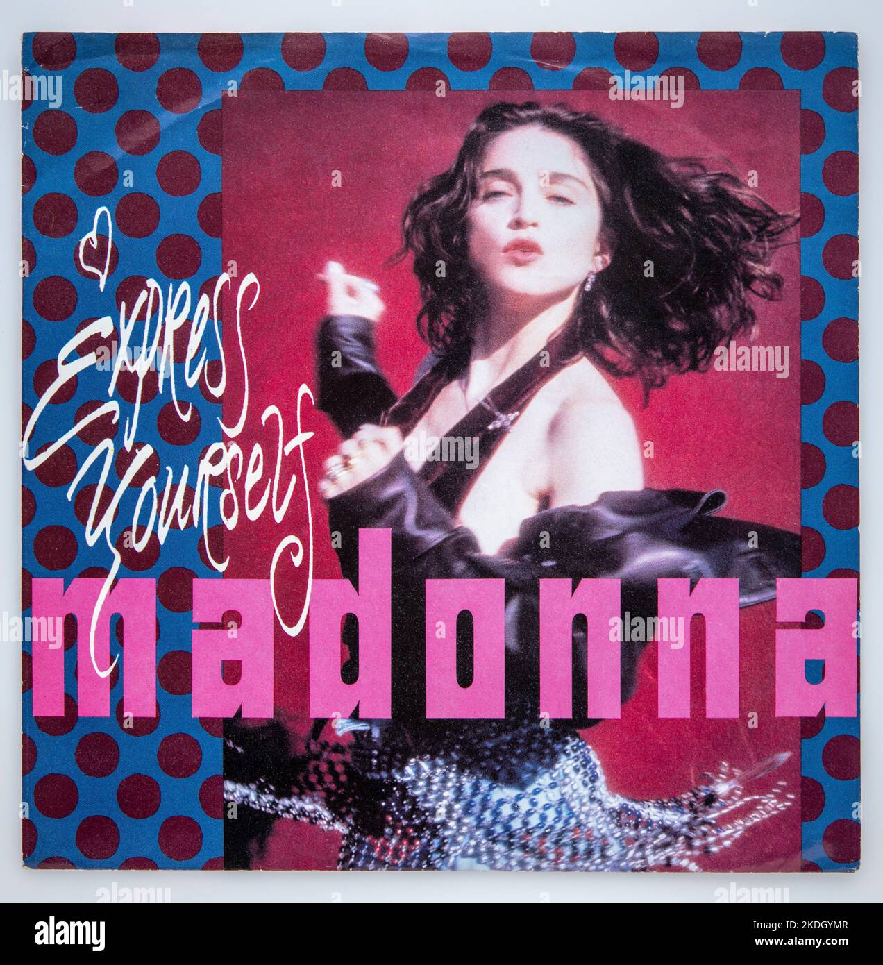 Sept pouces vinyle image de couverture de la simple à succès Express vous-même par Madonna, sorti en 1989 Banque D'Images