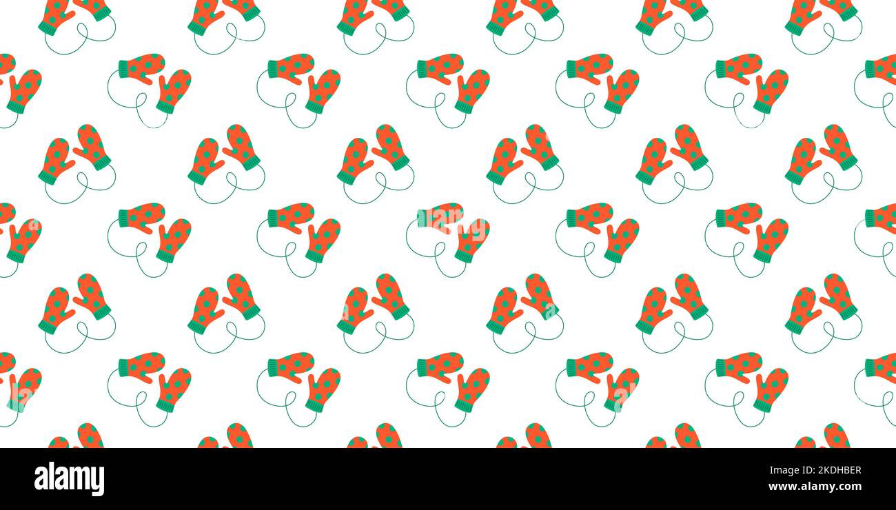 Motif sans coutures avec paires de moufles à pois. Arrière-plan confortable avec moufles en laine. Motif hiver, Noël ou nouvel an pour le scrapbooking ou l'emballage du papier, de la serviette, de la nappe. Illustration vectorielle plate Illustration de Vecteur