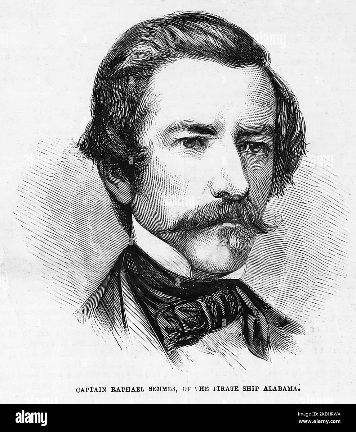 Portrait du capitaine Raphael Semmes, sur le bateau pirate Alabama ...