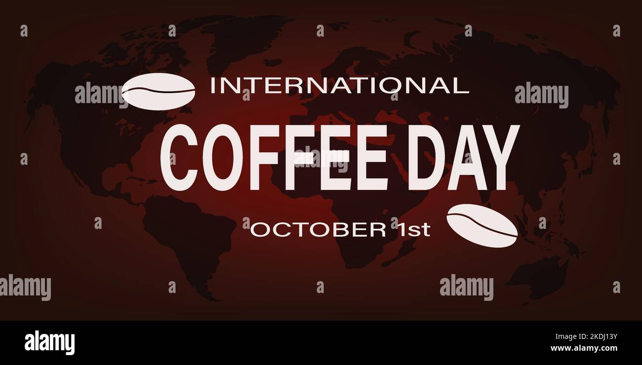 Modèle de fond de la journée internationale du café avec carte du monde Illustration de Vecteur