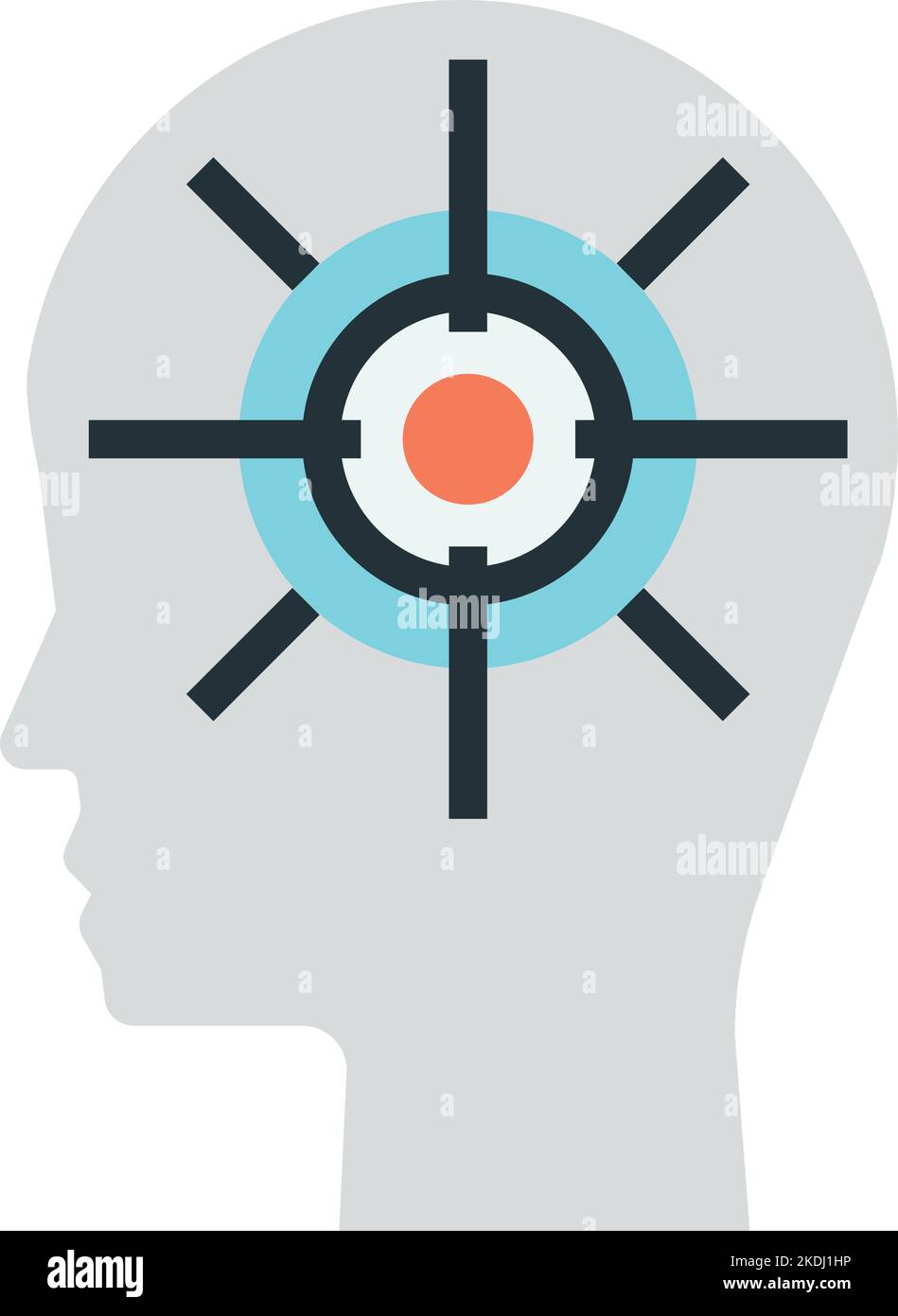 illustration de la tête et de la cible humaines dans un style minimal isolé sur l'arrière-plan Illustration de Vecteur