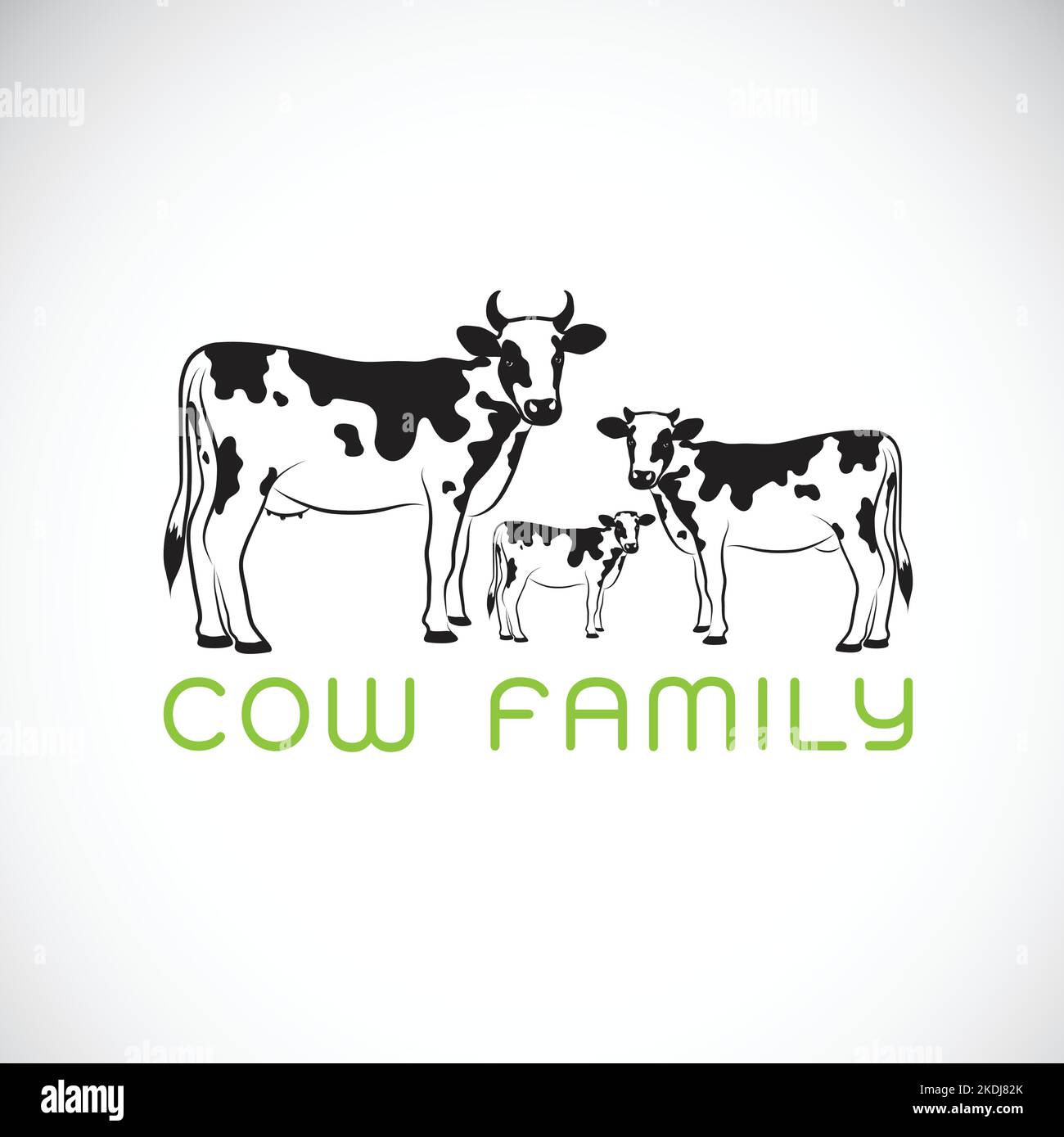 Vecteur de la famille des vaches sur fond blanc. Ferme. Animal. Illustration vectorielle superposée facile à modifier. Illustration de Vecteur