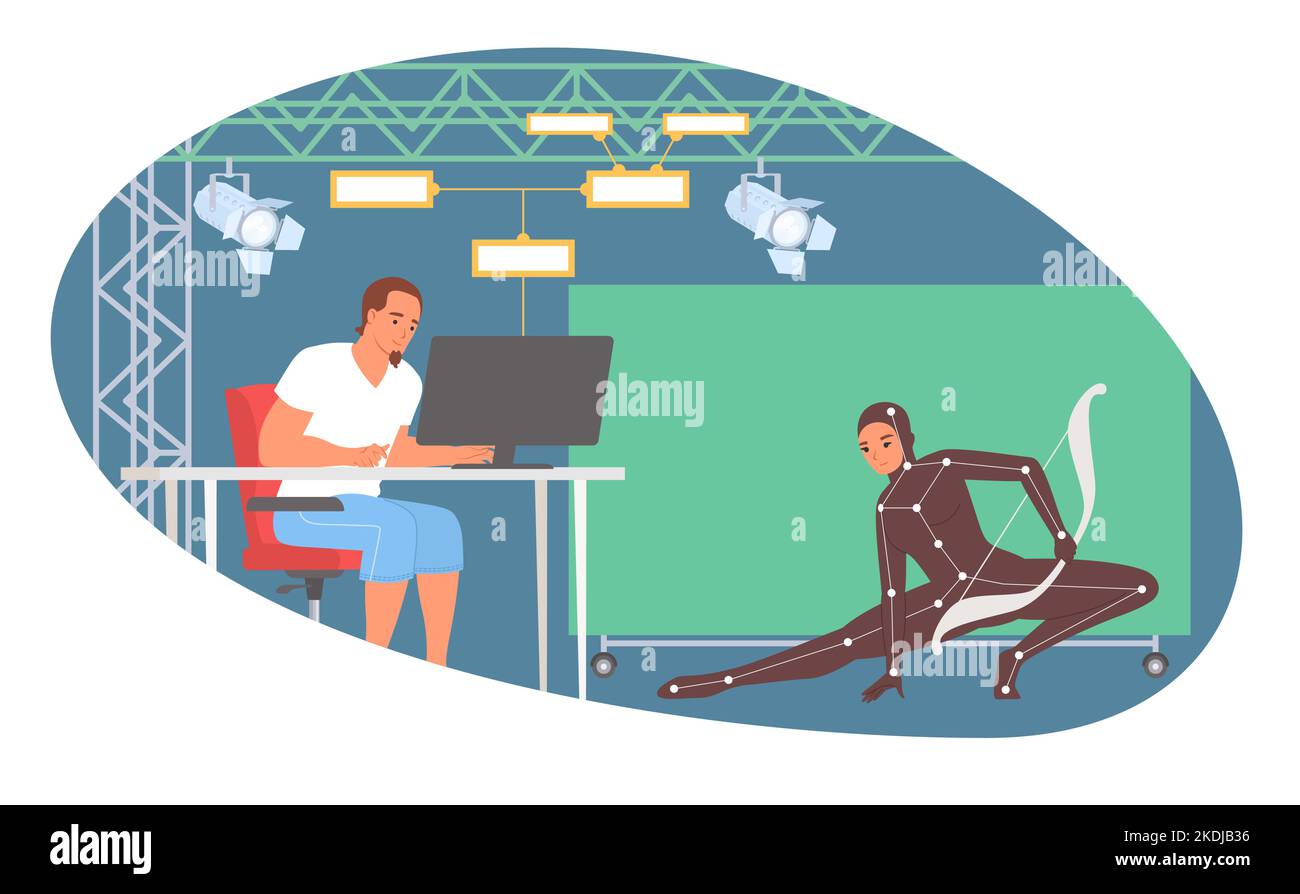 Travail de vidéaste et d'acteur vectoriel de capture de mouvement Illustration de Vecteur