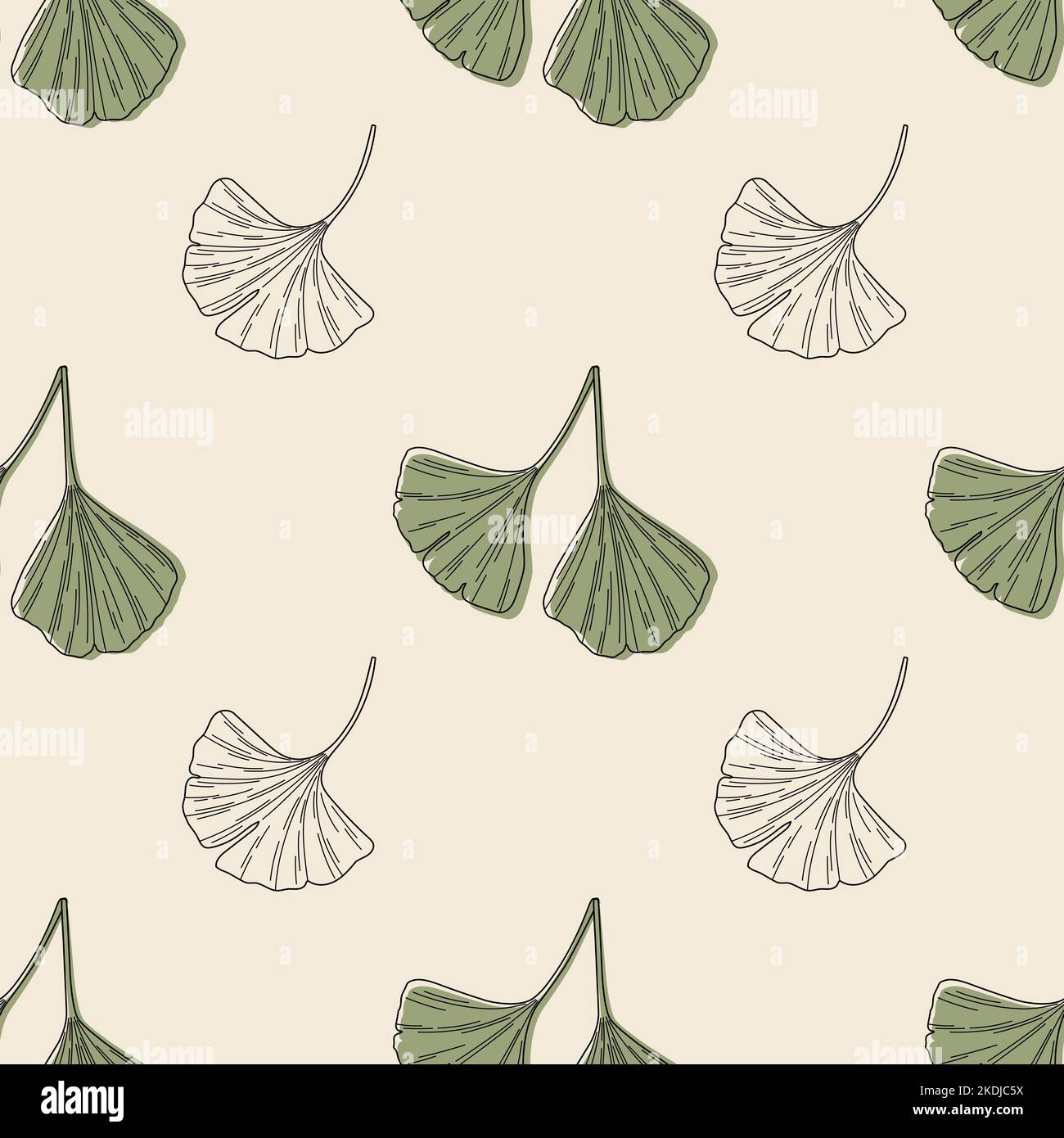 Le Ginkgo biloba laisse un motif sans couture Illustration de Vecteur