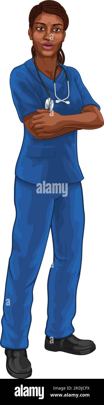 Femme noire médecin infirmière professionnelle médicale Illustration de Vecteur