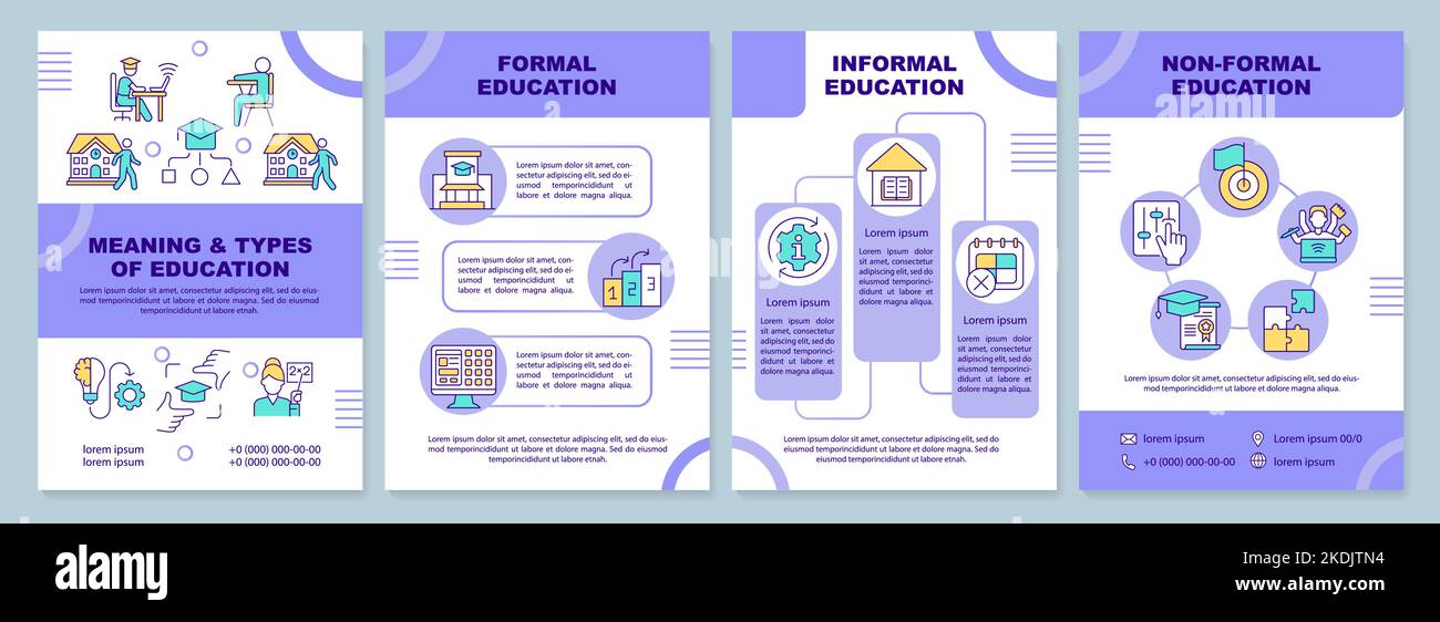 Signification et types de modèle de brochure de formation en violet Illustration de Vecteur