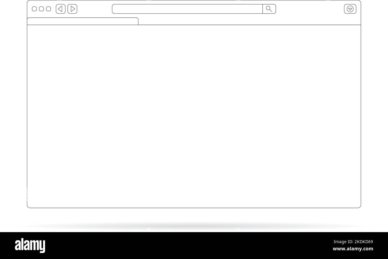 Une fenêtre de navigateur vide avec un onglet en noir et blanc Illustration de Vecteur
