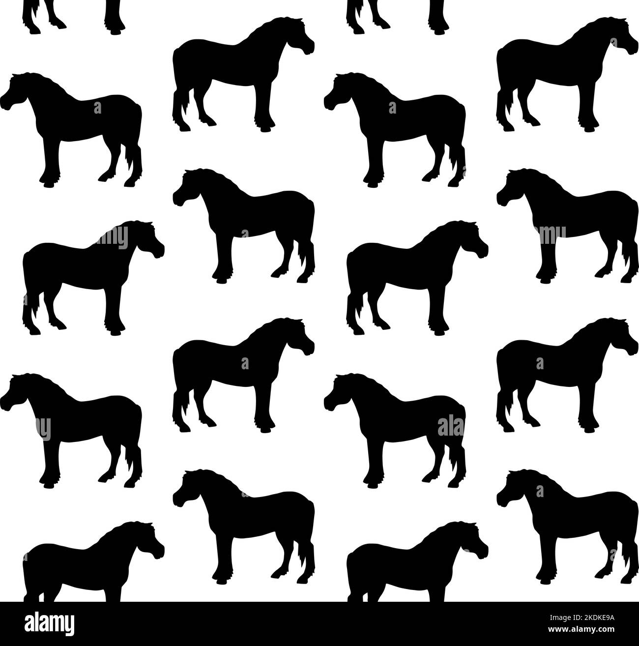 Motif vectoriel sans couture d'une silhouette de cheval dessinée à la main isolée sur fond blanc Illustration de Vecteur