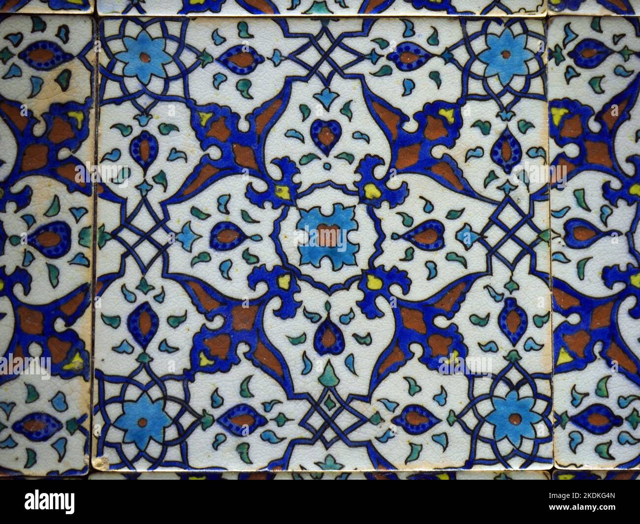 Turc - tuiles ottomanes des 15th et 16th siècles. Glaçure en céramique. Banque D'Images