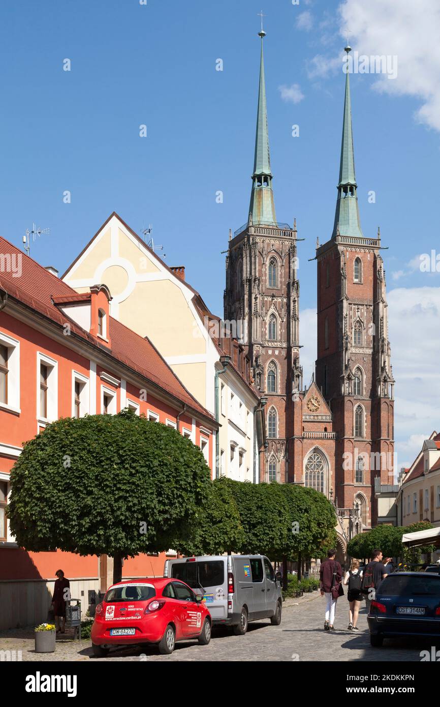 Wroclaw, Pologne - 05 juin 2019 : la cathédrale Saint-Jean-Baptiste est le siège de l'archidiocèse catholique romain de Wroclaw et un point de repère du c Banque D'Images