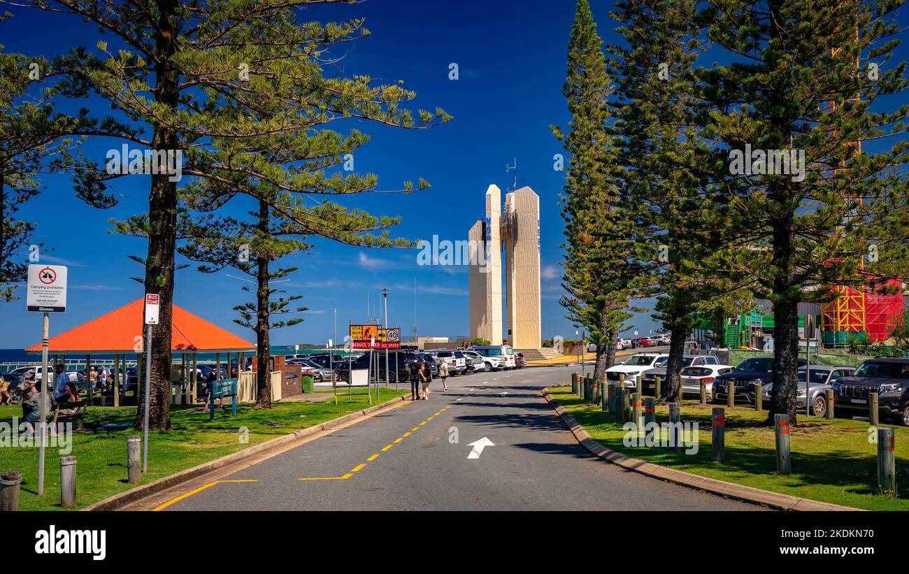 Gold Coast, Queensland, Australie - Mémorial du capitaine Cook et phare Banque D'Images