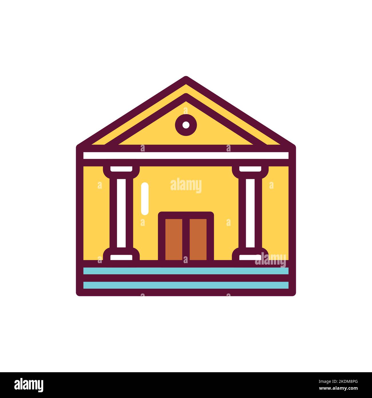 Icône de la ligne de couleur du gouvernement du bâtiment. Elément vectoriel isolé. Illustration de Vecteur