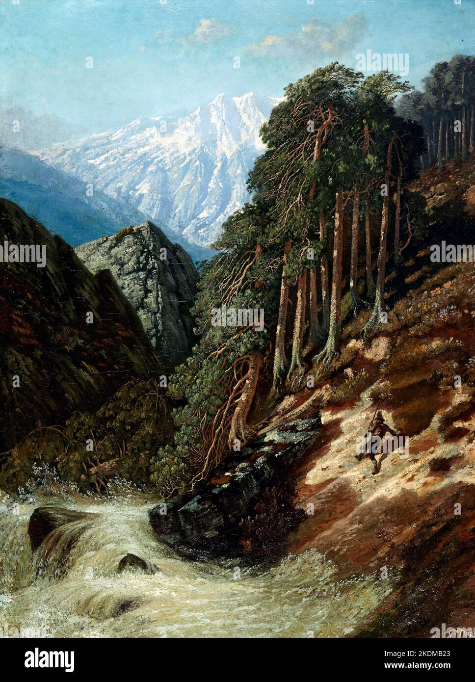 Gustave Dore. Paysage alpin avec Beck par Paul Gustave Louis Christophe doré (1832-1883), huile sur toile, après 1870 Banque D'Images