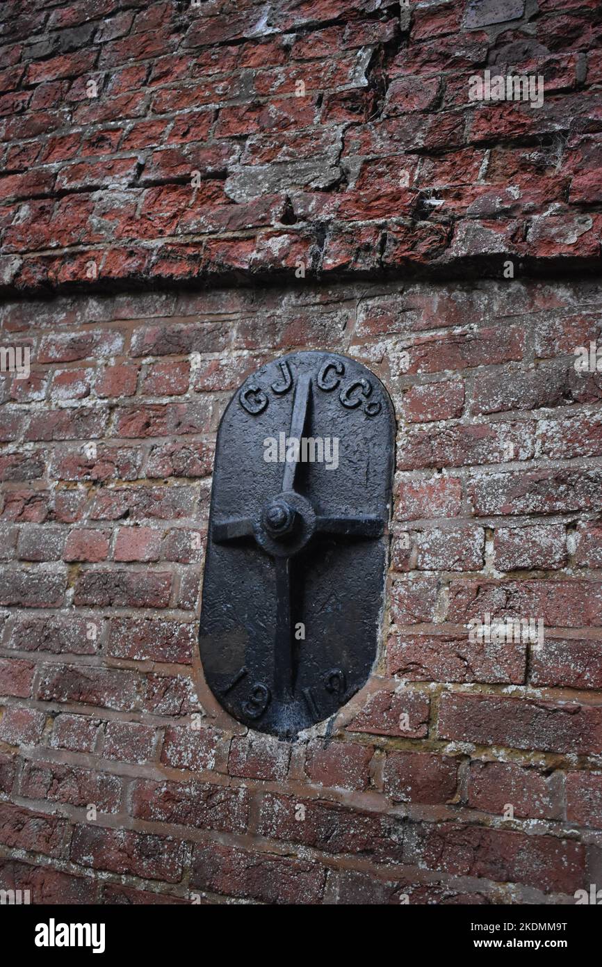 Plaque sur le canal de Grand Union - GJC Co - Grand Junction Canal Company. Banque D'Images