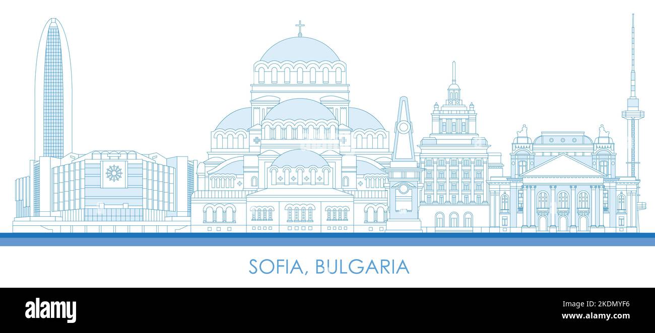 Aperçu Skyline panorama de la ville de Sofia, Bulgarie - illustration vectorielle Illustration de Vecteur
