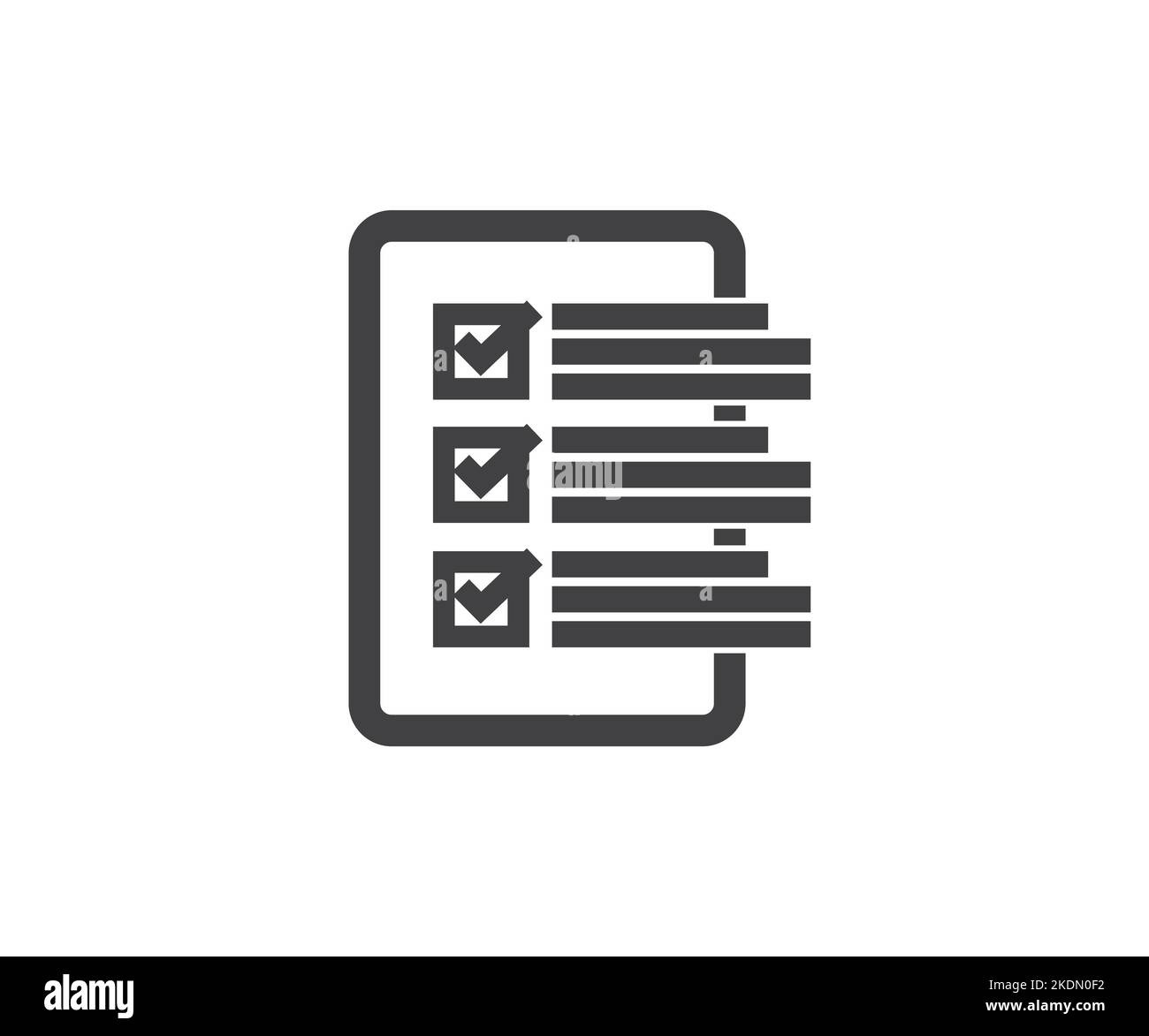 Formulaire d'évaluation et conception du logo de la paperasserie. Questionnaire avec cases à cocher, remplir le formulaire d'enquête de conception vectorielle et d'illustration. Illustration de Vecteur