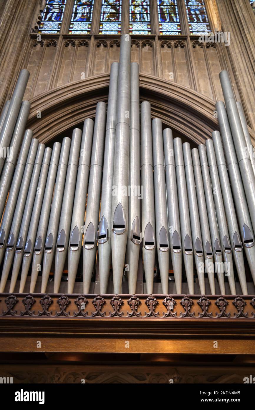 The Flue Pipes of the1911 Harrison & Harrison Church Organ St Mary Redcliffe Church Bristol Angleterre Royaume-Uni Banque D'Images