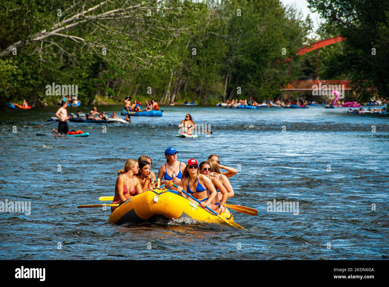 Rafting sur la rivière Boise de l'Idaho le 4th juillet Banque D'Images