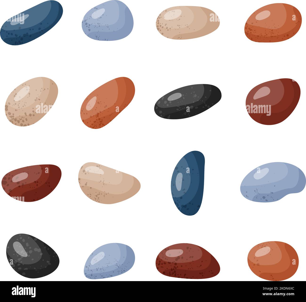 Collection de pierres de galet. Ensemble de différentes formes de galets de plage. Diverses formes de roches lisses. Galets de mer ou de rivière. Spa ou jardin en pierres. Dessin animé vectoriel Illustration de Vecteur