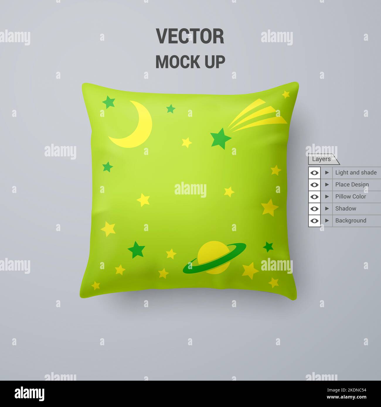 Coussin couleur citron avec motif d'espacement isolé sur fond blanc Illustration de Vecteur