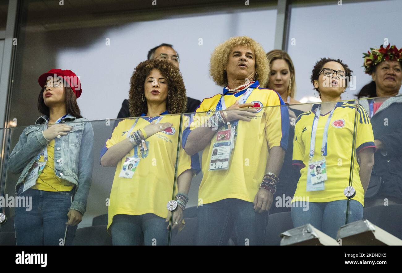 Moskau, 03.07.2018 Kolumbiens Fu§ball Legende Carlos Valderrama Angleterre - Kolumbien Copyright (nur fŸr journalistische Zwecke) par : Moritz MŸller, Wi Banque D'Images