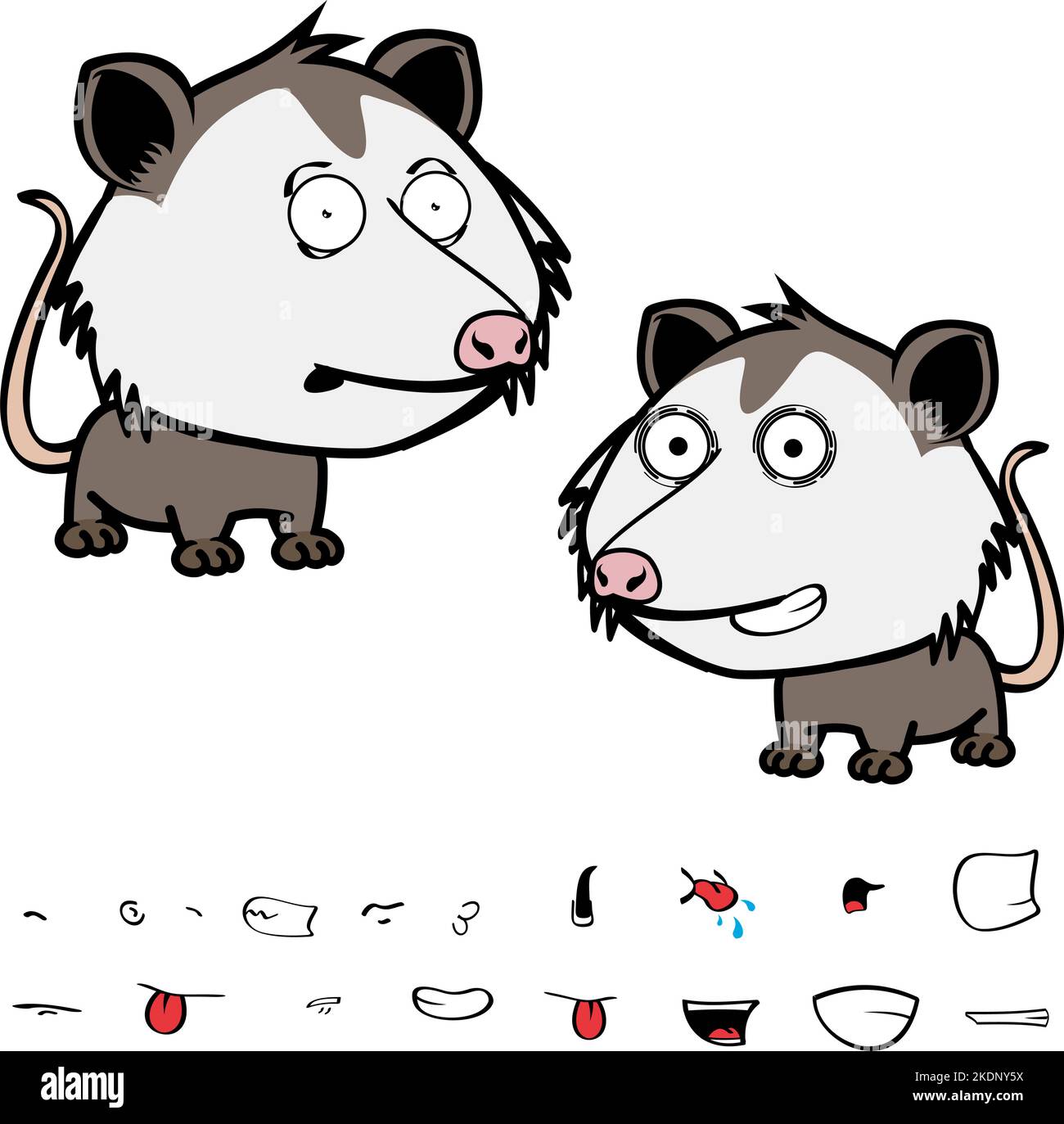 petit opossum personnage caricature. jeu d'expressions kawaii, format vectoriel Illustration de Vecteur