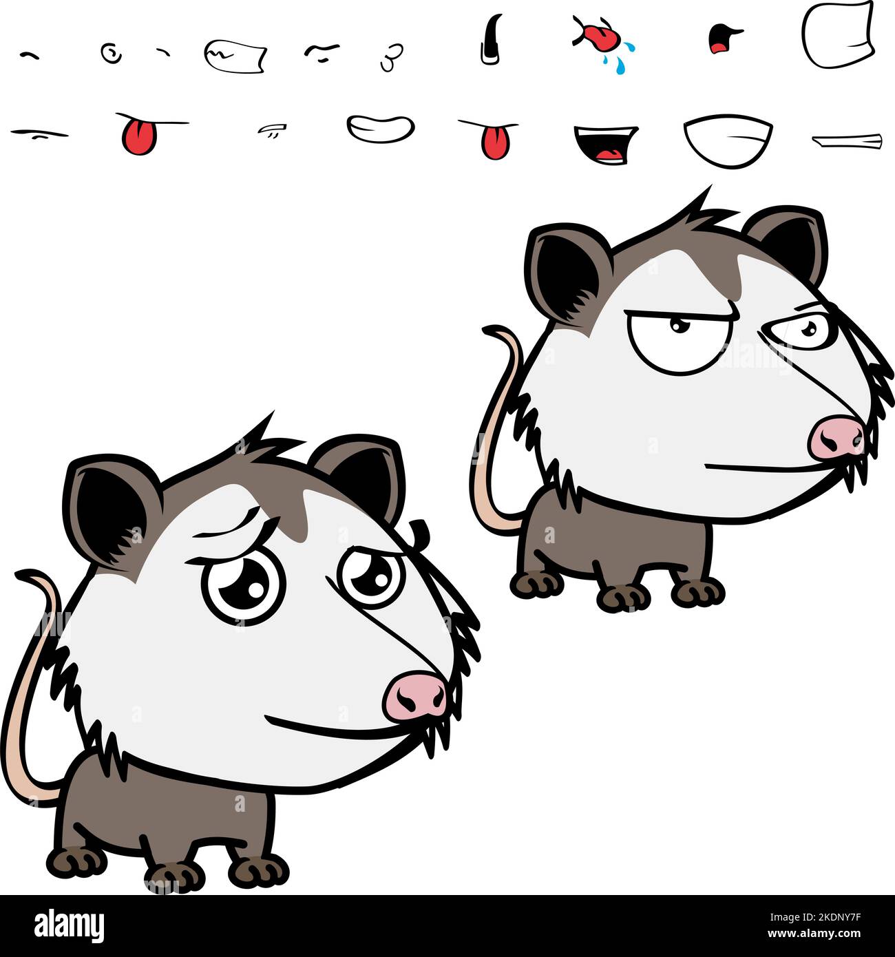 dessin animé de petit opossum doux. jeu d'expressions kawaii, format vectoriel Illustration de Vecteur