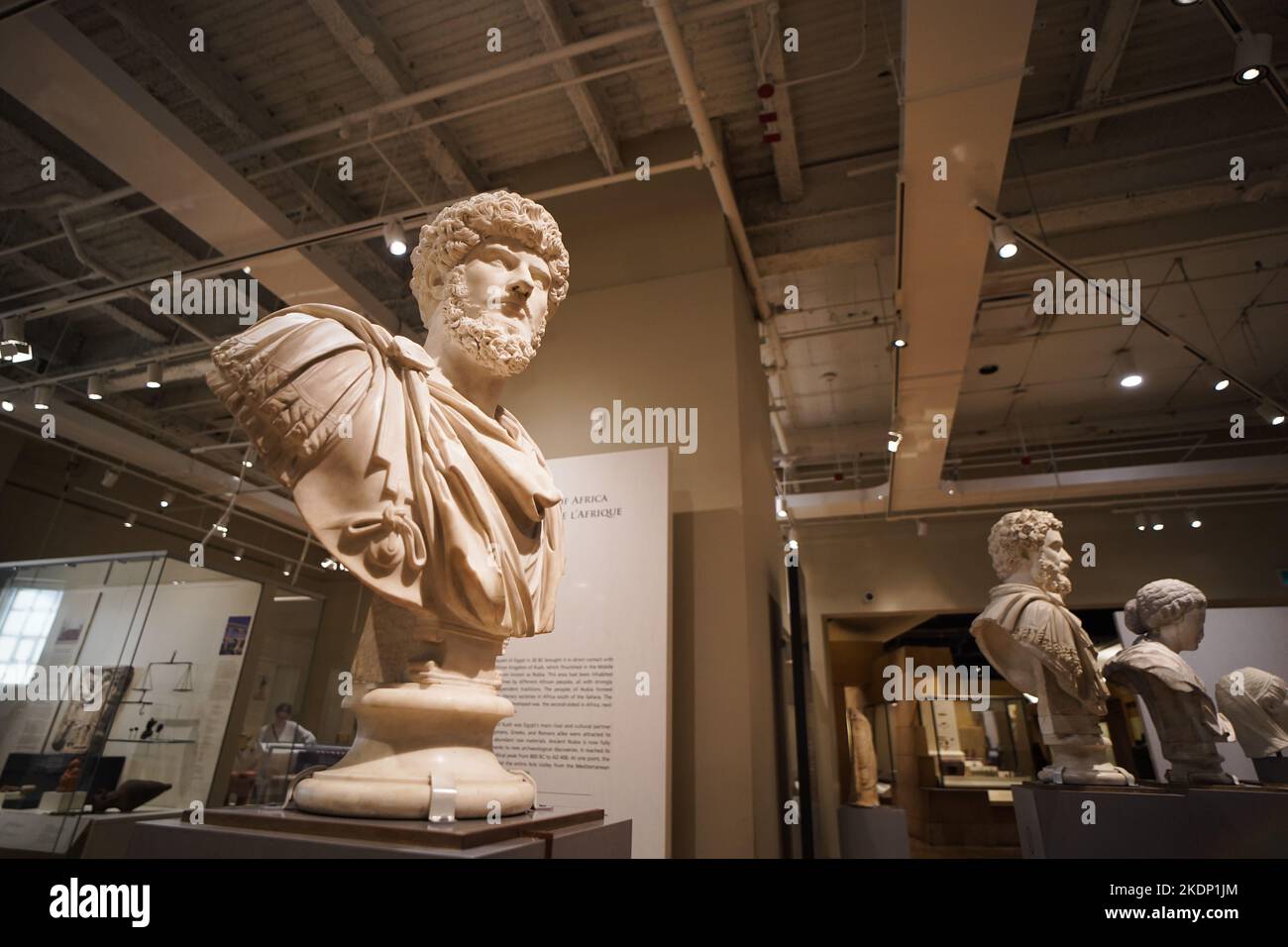 Tête de sculpture, marbre sculpté, Lucius Verus, empereur romain de 161 Banque D'Images