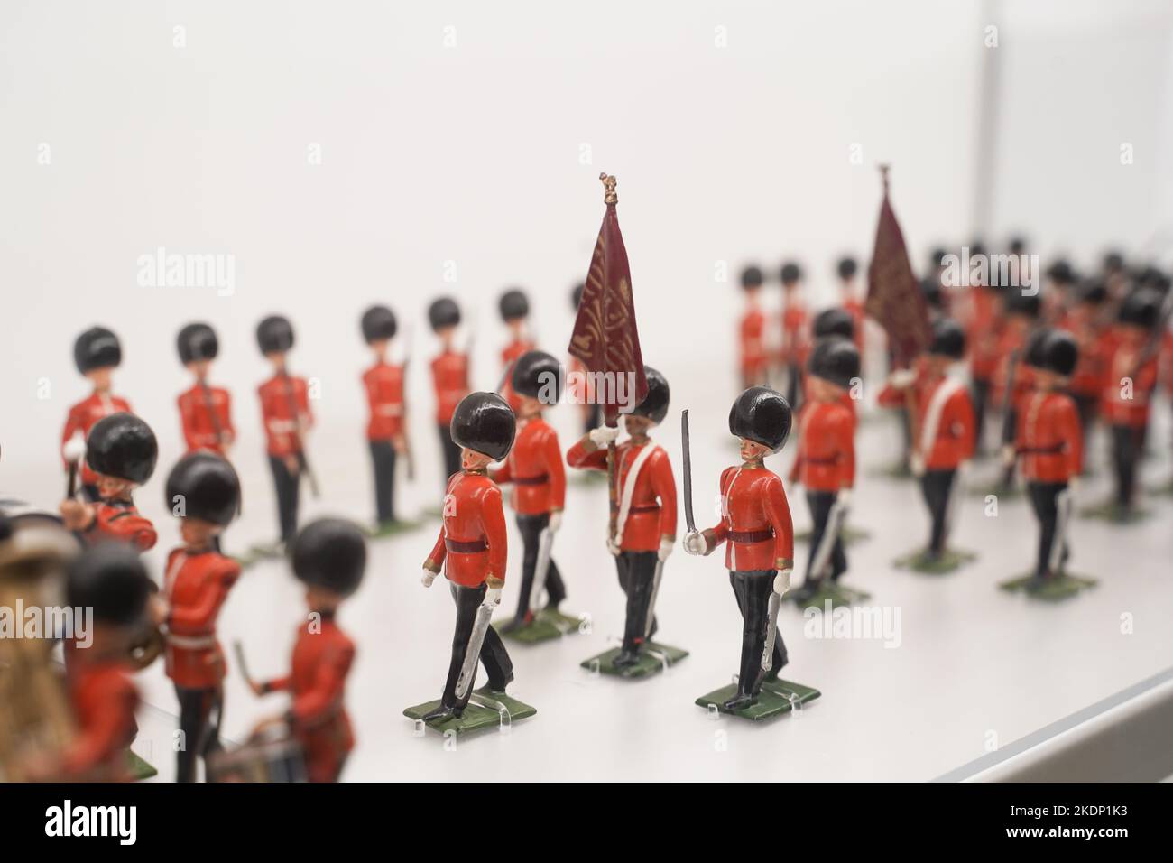 Objets de collection de soldats de jouets vintage exposés, fabriqués en Grande-Bretagne, populaires au début de 1900 autour de la période de la guerre mondiale i et ii Banque D'Images
